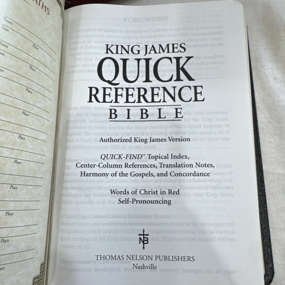 King James Quick Reference Bible Thomas Nelson Large Print Words Christ Red MINT